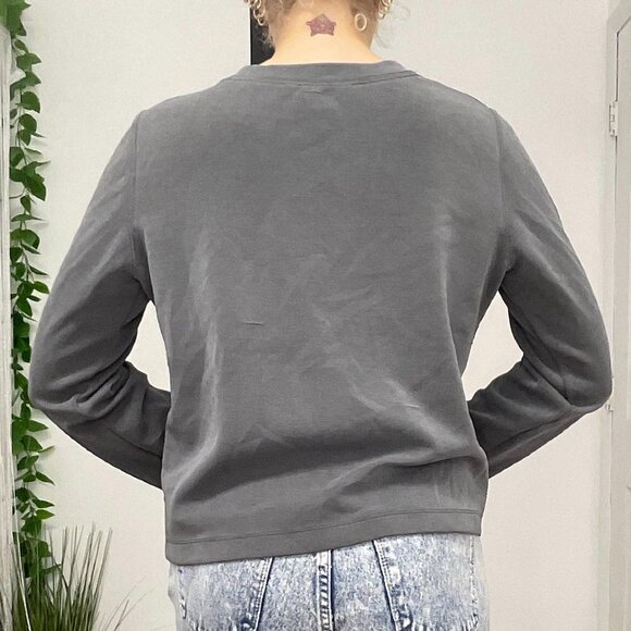 Club Monaco Crew Neck Basic T-Shirt Top Long Sleeve Size M Gray - Picture 3 of 3